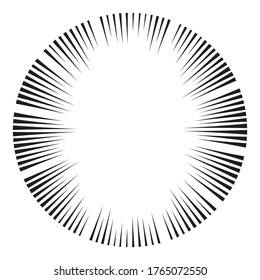 Radial speed Lines in Circle Form for comic books . fireworks Explosion background . Vector Illustration . Starburst
 round Logo . Circular Design element . Abstract Geometric star rays . Sunburst .
