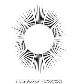 Radialgeschwindigkeits-Linien in Circle Form für Comicbücher . Feuerwerk Explosionshintergrund . Vektorgrafik . Starburst
 rundes Logo. Circular Design Element. Abstrakte geometrische Sternchen . Sonnenbrand.