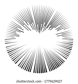 Radial speed Lines in Circle Form for comic books . fireworks Explosion background . Vector Illustration . Starburst
 round Logo . Circular Design element . Abstract Geometric star rays . Sunburst .