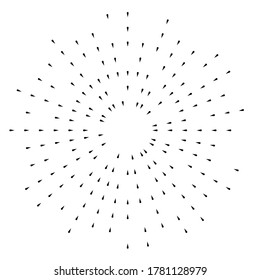 Radial speed Lines in Circle Form for comic books . fireworks Explosion background . Vector Illustration . Starburst
 round Logo . Circular Design element . Abstract Geometric star rays . Sunburst .