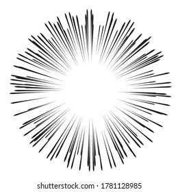 Radial speed Lines in Circle Form for comic books . fireworks Explosion background . Vector Illustration . Starburst
 round Logo . Circular Design element . Abstract Geometric star rays . Sunburst .