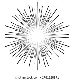 Radialgeschwindigkeits-Linien in Circle Form für Comicbücher . Feuerwerk Explosionshintergrund . Vektorgrafik . Starburst
 rundes Logo. Circular Design Element. Abstrakte geometrische Sternchen . Sonnenbrand.
