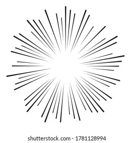 Radial speed Lines in Circle Form for comic books . fireworks Explosion background . Vector Illustration . Starburst
 round Logo . Circular Design element . Abstract Geometric star rays . Sunburst .