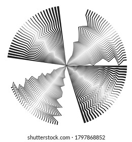 Radial speed Lines in Circle Form for comic books . Explosion background . Vector Illustration .Technology round Logo . Circular Design element . Abstract Geometric shape . Sunburst .