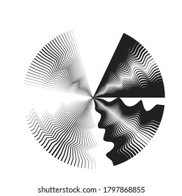 Radial speed Lines in Circle Form for comic books . Explosion background . Vector Illustration .Technology round Logo . Circular Design element . Abstract Geometric shape . Sunburst .