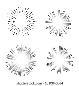 Radial speed Lines in Circle Form for comic books . fireworks Explosion background . Vector Illustration . Starburst
 round Logo . Circular Design element . Abstract Geometric star rays . Sunburst .