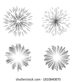 Radial speed Lines in Circle Form for comic books . fireworks Explosion background . Vector Illustration . Starburst
 round Logo . Circular Design element . Abstract Geometric star rays . Sunburst .