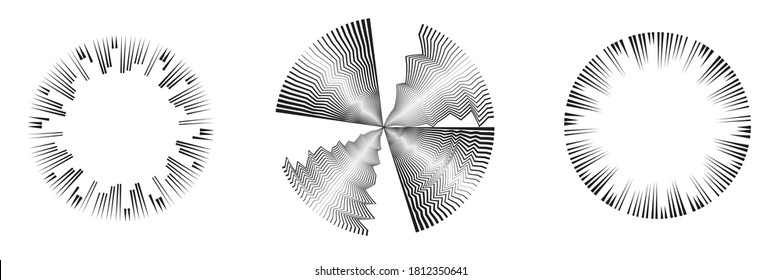 Radial speed Lines in Circle Form for comic books . fireworks Explosion background . Vector Illustration . Starburst
 round Logo . Circular Design element . Abstract Geometric star rays . Sunburst .
