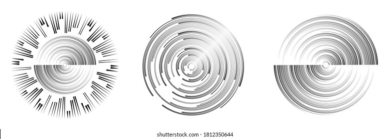 Radial speed Lines in Circle Form for comic books . fireworks Explosion background . Vector Illustration . Starburst
 round Logo . Circular Design element . Abstract Geometric star rays . Sunburst .