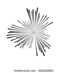 Líneas de velocidad radial en forma de círculo para historietas . fuegos artificiales Fondo de explosión . Ilustración vectorial. Starburst
 logotipo redondo. Elemento de diseño circular. Resumen Rayos de estrellas geométricas . Salto de sol.