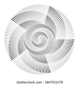 Radial speed Lines in Circle Form for comic books . Explosion background . Vector Illustration .Technology round Logo . Circular Design element . Abstract Geometric shape . Sunburst .
