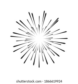 Radial speed Lines in Circle Form for comic books . fireworks Explosion background . Vector Illustration . Starburst
 round Logo . Circular Design element . Abstract Geometric star rays . Sunburst .