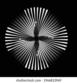 Radial speed Lines in Circle Form for comic books . fireworks Explosion background . Vector Illustration . Starburst
 round Logo . Circular Design element . Abstract Geometric star rays . Sunburst .