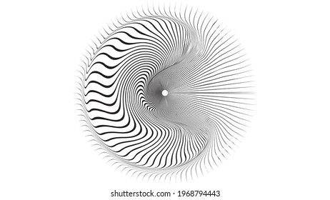 Líneas de velocidad radial en forma de círculo para historietas . fuegos artificiales Fondo de explosión . Ilustración vectorial. Starburst
 logotipo redondo. Elemento de diseño circular. Resumen Rayos de estrellas geométricas . Salto de sol.