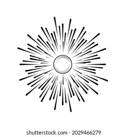 Radial speed Lines in Circle Form for comic books . Sun background . Vector Illustration . Starburst
 round Logo . Circular Design element . Abstract Geometric star rays . Sunburst . 