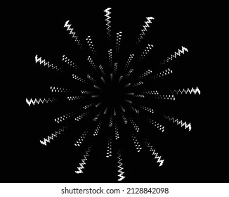 Radial speed Lines in Circle Form for comic books . fireworks Explosion background . Vector Illustration . Starburst round Logo . Circular Design element . Abstract Geometric star rays . Sunburst