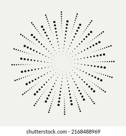 Radial speed lines in circle form for comic books. Fireworks explosion background. Vector illustration. Starburst round Logo. Circular design element. Abstract Geometric star rays.