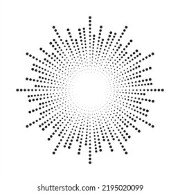 Radial speed lines in circle form for comic books. Fireworks explosion background. Vector illustration. Starburst round Logo. Circular design element. Abstract Geometric star rays.