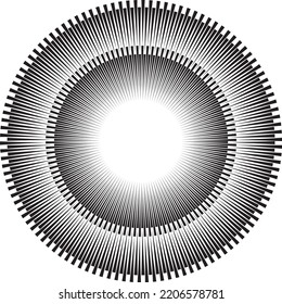 Radial speed Lines in Circle Form for comic books . fireworks Explosion background . Vector Illustration . Starburst round Logo . Circular Design element . Abstract Geometric