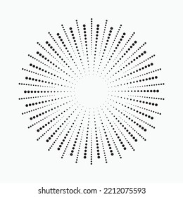 Radial speed lines in circle form for comic books. Fireworks explosion background. Vector illustration. Starburst round Logo. Circular design element. Abstract Geometric star rays.