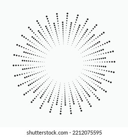 Radial speed lines in circle form for comic books. Fireworks explosion background. Vector illustration. Starburst round Logo. Circular design element. Abstract Geometric star rays.