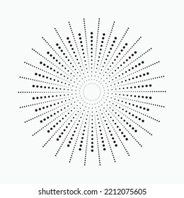 Radial speed lines in circle form for comic books. Fireworks explosion background. Vector illustration. Starburst round Logo. Circular design element. Abstract Geometric star rays.