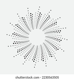 Radial speed lines in circle form for comic books. Fireworks explosion background. Vector illustration. Starburst round Logo. Circular design element. Abstract Geometric star rays.
