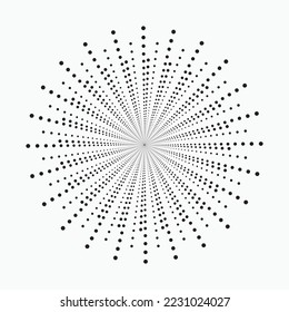 Radial speed lines in circle form for comic books. Fireworks explosion background. Vector illustration. Starburst round Logo. Circular design element. Abstract Geometric star rays.