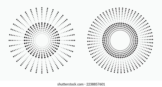Líneas de velocidad radial en forma de círculo para libros de historietas. Fondo de la explosión de fuegos artificiales. Ilustración vectorial. Logotipo redondo Starburst. Elemento de diseño circular. Resumen Rayos de estrellas geométricas.
