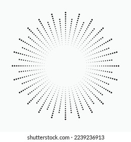 Radial speed lines in circle form for comic books. Fireworks explosion background. Vector illustration. Starburst round Logo. Circular design element. Abstract Geometric star rays.