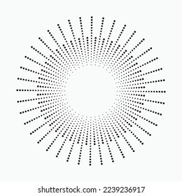 Radial speed lines in circle form for comic books. Fireworks explosion background. Vector illustration. Starburst round Logo. Circular design element. Abstract Geometric star rays.