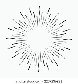 Radial speed lines in circle form for comic books. Fireworks explosion background. Vector illustration. Starburst round Logo. Circular design element. Abstract Geometric star rays.