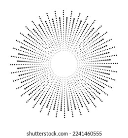 Líneas de velocidad radial en forma de círculo para libros de historietas. Fondo de la explosión de fuegos artificiales. Ilustración vectorial. Logotipo redondo Starburst. Elemento de diseño circular. Resumen Rayos de estrellas geométricas.