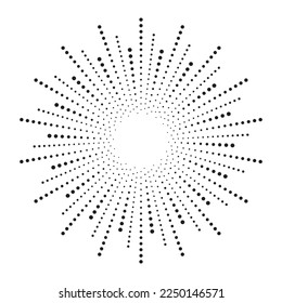 Radial speed lines in circle form for comic books. Fireworks explosion background. Vector illustration. Starburst round Logo. Circular design element. Abstract Geometric star rays.