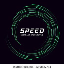 Líneas de velocidad radial en forma de círculo para historietas. Logo de la ronda tecnológica.