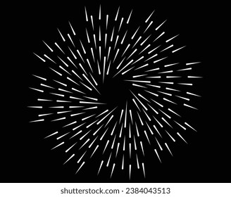 Radial speed Lines in Circle Form for comic books . fireworks Explosion background . Vector Illustration . Starburst round Logo . Circular Design element . Abstract Geometric