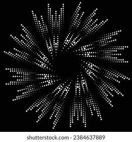 Radial speed Lines in Circle Form for comic books . fireworks Explosion background . Vector Illustration . Starburst round Logo . Circular Design element . Abstract Geometric