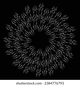  Radial speed Lines in Circle Form for comic books . fireworks Explosion background . Vector Illustration . Starburst round Logo . Circular Design element . Abstract Geometric