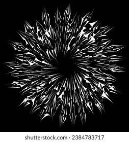 Líneas de velocidad radial en forma de círculo para historietas . fuegos artificiales Fondo de explosión . Ilustración vectorial. Logotipo circular Starburst. Elemento de diseño circular. Geométrico abstracto