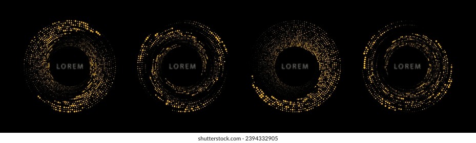 Radial speed Lines in Circle Form for comic books. Technology round Logo. Halftone dotted speed lines.