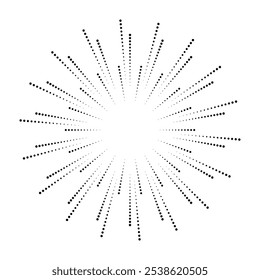 Radial speed lines in circle form for comic books. Fireworks explosion background. Vector illustration. Starburst round Logo. Circular design element. Abstract Geometric star rays.

