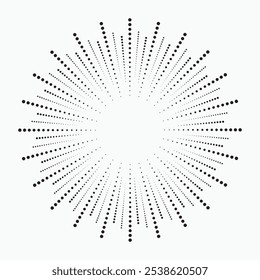 Radial speed lines in circle form for comic books. Fireworks explosion background. Vector illustration. Starburst round Logo. Circular design element. Abstract Geometric star rays.
