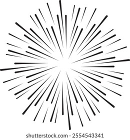 Radial speed Lines in Circle Form for comic books . fireworks Explosion background . Vector Illustration . Starburst round Logo . Circular Design element . Abstract Geometric