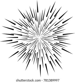 Radial speed Lines in Circle Form for comic books . Explosion background . Vector Illustration .Technology round Logo . Circular Design element . Abstract Geometric shape . Sunburst .