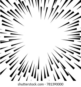 Radial speed Lines in Circle Form for comic books . Explosion background . Vector Illustration .Technology round Logo . Circular Design element . Abstract Geometric shape . Sunburst .
