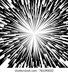 Radial speed Lines in Circle Form for comic books . Explosion background . Vector Illustration .Technology round Logo . Circular Design element . Abstract Geometric shape . Sunburst .