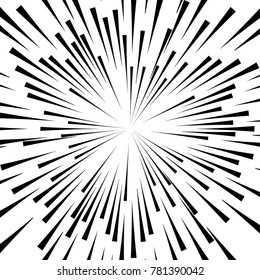 Radial speed Lines in Circle Form for comic books . Explosion background . Vector Illustration .Technology round Logo . Circular Design element . Abstract Geometric shape . Sunburst .