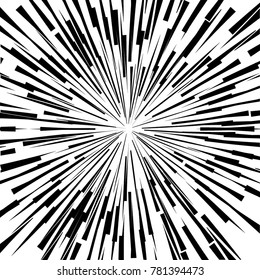 Radial speed Lines in Circle Form for comic books . Explosion background . Vector Illustration .Technology round Logo . Circular Design element . Abstract Geometric shape . Sunburst .