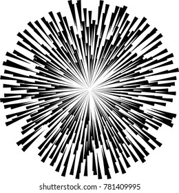 Radial speed Lines in Circle Form for comic books . fireworks Explosion background . Vector Illustration .Technology round Logo . Circular Design element . Abstract Geometric shape . Sunburst .