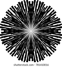 Radial speed Lines in Circle Form for comic books . fireworks Explosion background . Vector Illustration .Technology round Logo . Circular Design element . Abstract Geometric shape . Sunburst .